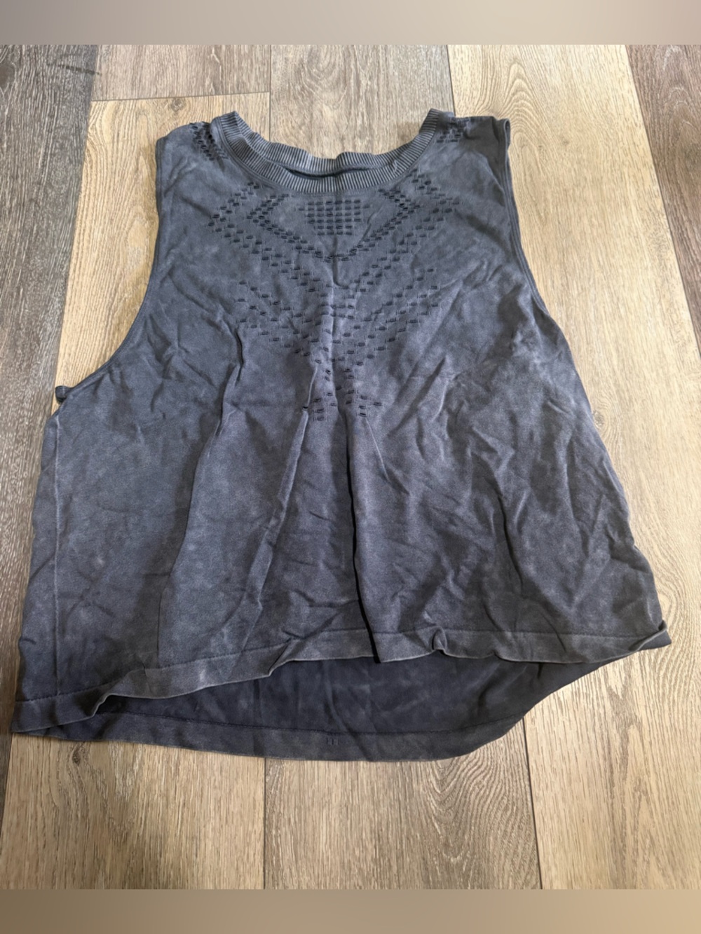 Sage Dark Gray Ribbed Trim Sleeveless Top